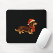 Brown And Tan Christmas Dachshund Santa Hat  Muismat (Met muis)
