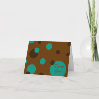 brown and turquoise "Thank You" notitie cards Bedankkaart