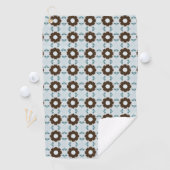 Brown and white flowers geometric patterned  golfhanddoek (Insitu)