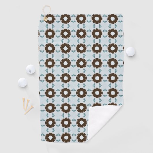 Brown and white flowers geometric patterned golfhanddoek (Insitu)