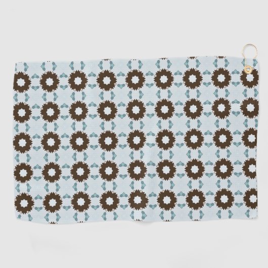 Brown and white flowers geometric patterned  golfhanddoek (Horizontaal)