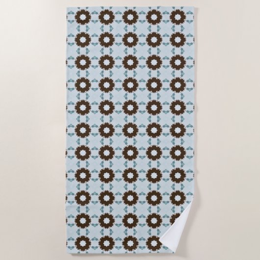 Brown and white flowers geometric patterned  strandlaken (Voorkant)