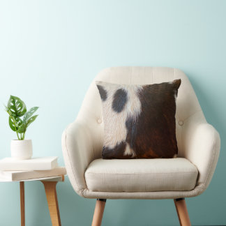 Brown and White Koeienhuid Print, Farmhouse decor Kussen