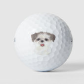 Brown and White Shih Tzu Golfballen (Voorkant)