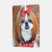 Brown and White Shih Tzu Puppy Dog Metalen Ornament (Voorkant links)