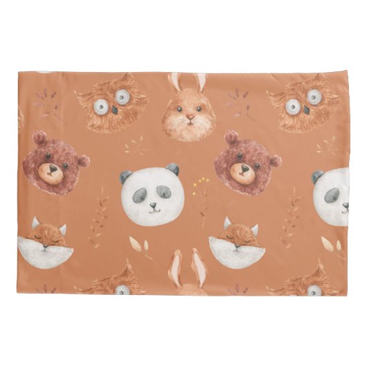 Brown Animal Faces Kussensloop (Achterkant)