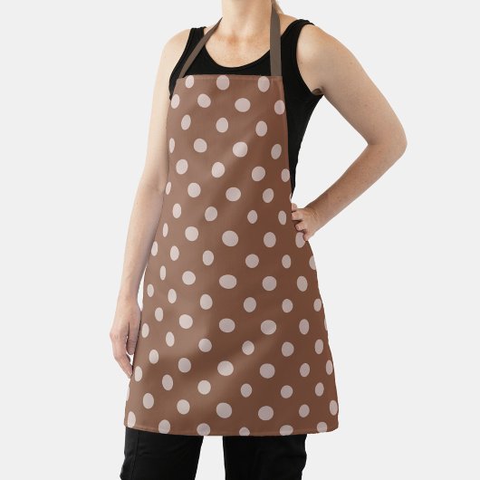 Brown apron with white polka dots  schort