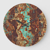 Brown Aqua Blauwgroen Turquoise Green Geode Marble Grote Klok (Voorkant)