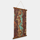 Brown Aqua Blauwgroen Turquoise Green Geode Marble Hangend Wandkleed (Gebogen)