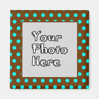 Brown Aqua Polka Dots Photo Lijst Magneet