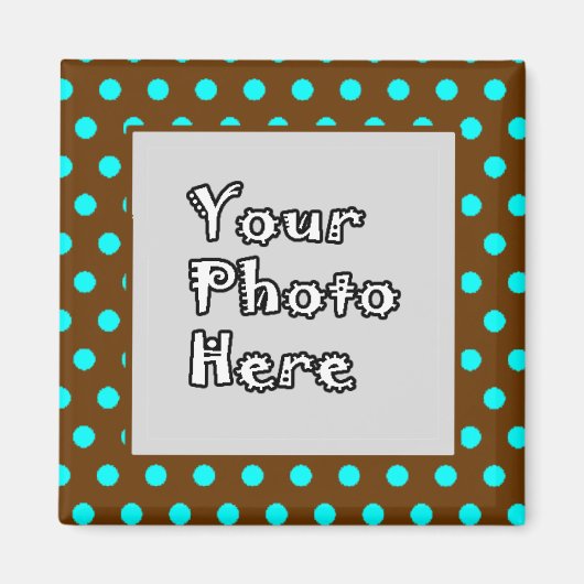 Brown Aqua Polka Dots Photo Lijst Magneet (Voorkant)