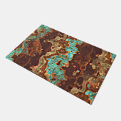 Brown Aqua Turquoise Green Geode Marble Art Deurmat (Schuin)