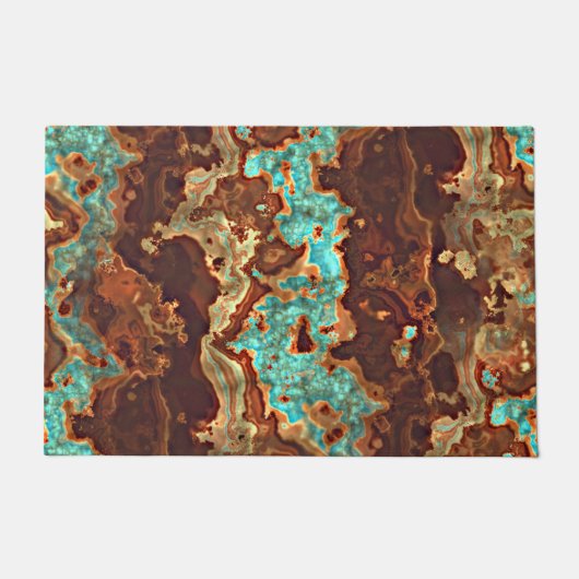 Brown Aqua Turquoise Green Geode Marble Art Deurmat (Voorkant)