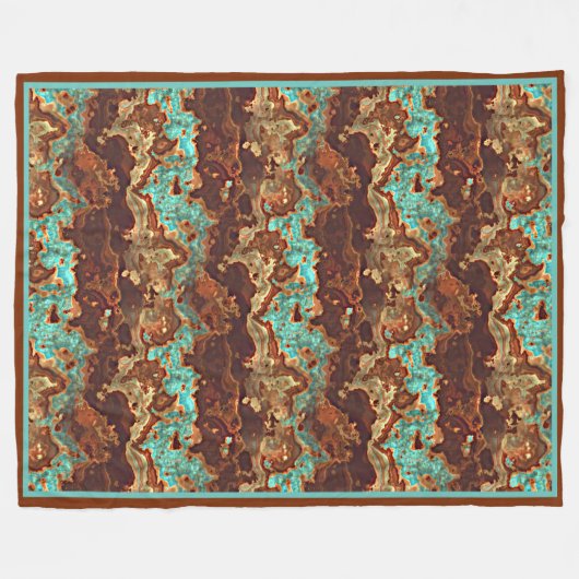 Brown Aqua Turquoise Green Geode Marble Art Fleece Deken (Voorkant (Horizontaal))