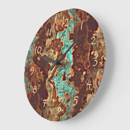 Brown Aqua Turquoise Green Geode Marble Art Grote Klok (Hoek)