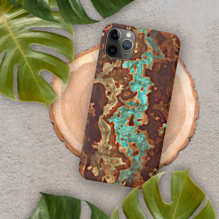 Brown Aqua Turquoise Green Geode Marble Art iPhone 13 Pro Max Hoesje