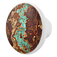 Brown Aqua Turquoise Green Geode Marble Art