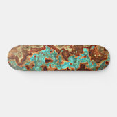 Brown Aqua Turquoise Green Geode Marble Art Persoonlijk Skateboard (Horizontaal)