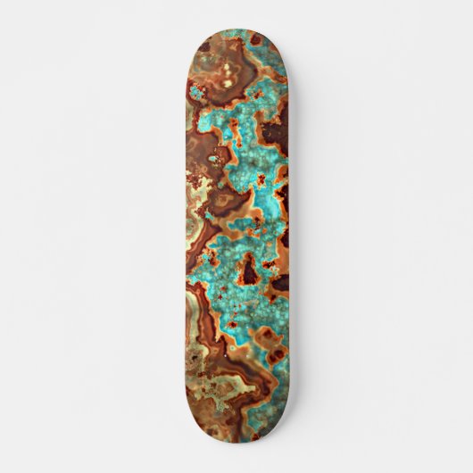 Brown Aqua Turquoise Green Geode Marble Art Persoonlijk Skateboard (Voorkant)