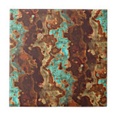Brown Aqua Turquoise Green Geode Marble Art Tegeltje (Voorkant)