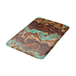Brown Aqua Turquoise Green Geode Marble Pattern Badmat