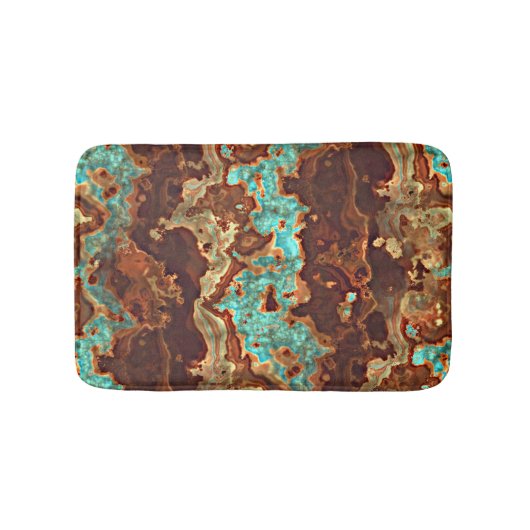 Brown Aqua Turquoise Green Geode Marble Pattern Badmat (Voorkant)
