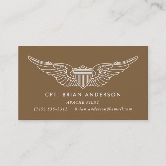 Brown Army Aviator Pilot Wings Visitekaartje (Voorkant)