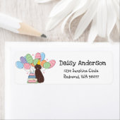 Brown Aussiedoodle Verjaardagsfeestje Retouradres Etiket (Insitu)