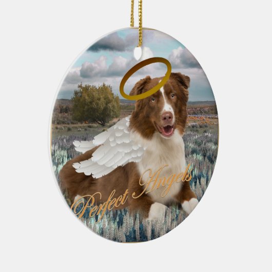 Brown Australian Shepherd Angel Keramisch Ornament (Rechts)