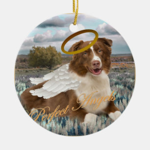 Brown Australian Shepherd Angel Keramisch Ornament