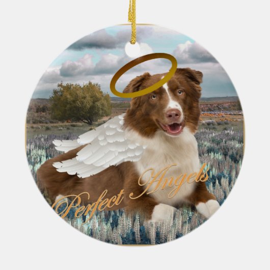 Brown Australian Shepherd Angel Keramisch Ornament (Achterkant)