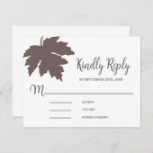 Brown Autum Maple Leaf Wedding RSVP Kaart (Voorkant / Achterkant)
