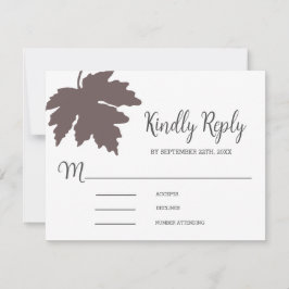 Brown Autum Maple Leaf Wedding RSVP Kaart