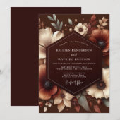 Brown Autumn Bloom Wedding Kaart (Voorkant / Achterkant)