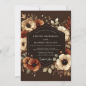 Brown Autumn Bloom Wedding Kaart (Voorkant)