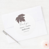 Brown Autumn Maple Leaf Wedding Favors Ronde Sticker (Envelop)