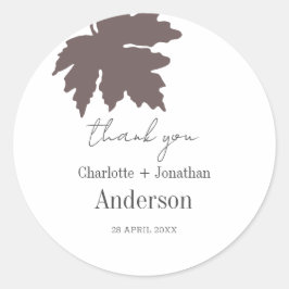 Brown Autumn Maple Leaf Wedding Favors Ronde Sticker