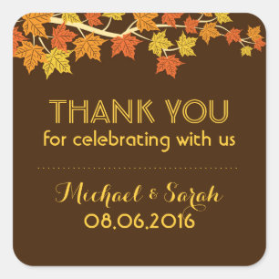 Brown Autumn Maple Leaves Herfst Dank u Sticker