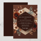 Brown Autumnal Bloom Wedding Kaart (Voorkant / Achterkant)