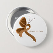 Brown Awareness Ribbon Butterfly Button (Voorkant /achterkant)