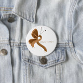 Brown Awareness Ribbon Butterfly Button (In situ)