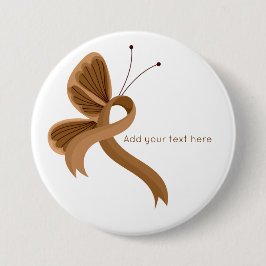 Brown Awareness Ribbon Butterfly Button