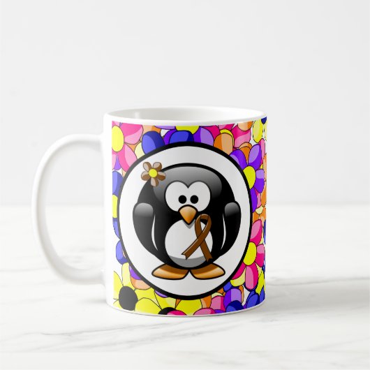 Brown Awareness Ribbon Penguin Koffiemok (Links)