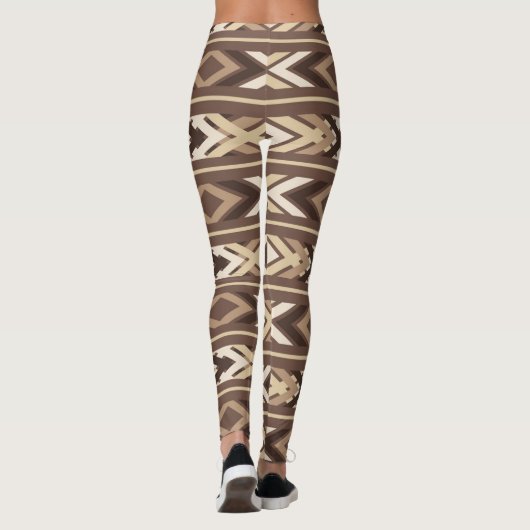 Brown Aztec Tribal Native American Leggings (Achterkant)