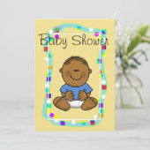 Brown Baby Boy Shower Uitnodiging of Aankondiging (Staand voorkant)