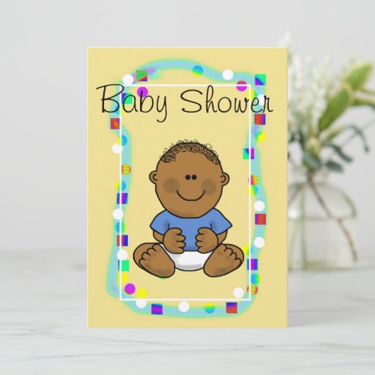 Brown Baby Boy Shower Uitnodiging of Aankondiging (Staand voorkant)