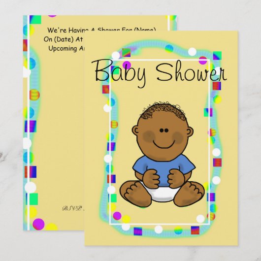 Brown Baby Boy Shower Uitnodiging of Aankondiging (Voorkant / Achterkant)