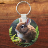 Brown Baby Dwarf Bunny, Keyring Sleutelhanger (Voorkant)