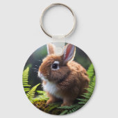 Brown Baby Dwarf Bunny, Keyring Sleutelhanger (Achterkant)
