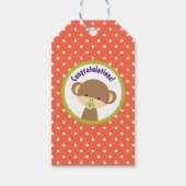 Brown Baby Monkey met Pacifier Gefeliciteerd Cadeaulabel (Voorkant)